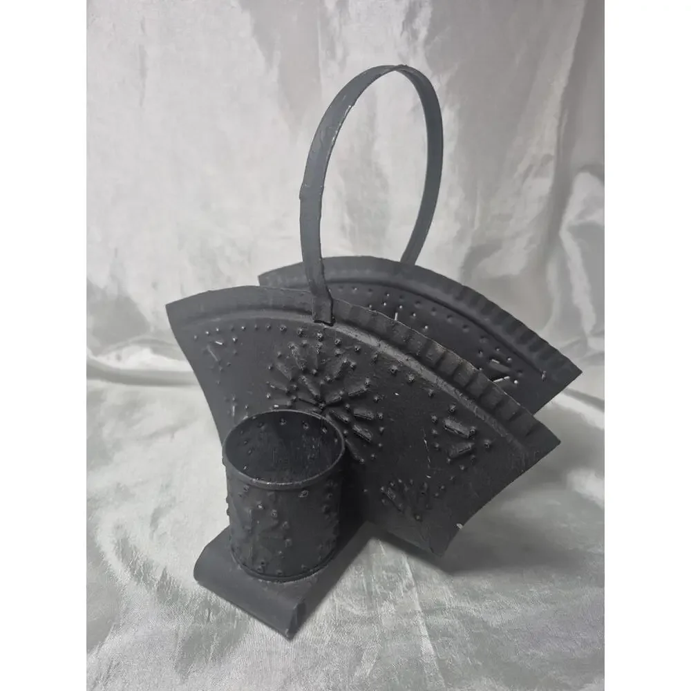 Tin Punch Napkin And Shaker Holder Antique Style
